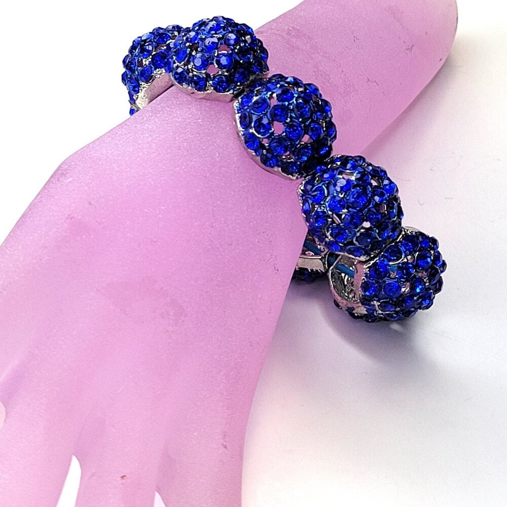 Blue Crystal Rhinestone Bracelet - Picture 8 of 9